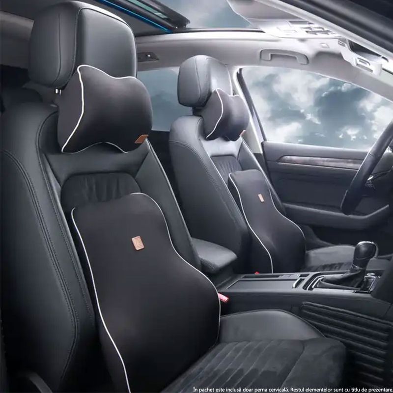 Auto si Moto - Piese auto si accesorii - Interior auto - Accesorii interior - Perna Auto Cervicala din Spuma cu Memorie, pentru Tetiera Masina, Universala, Negru - Infinity.ro