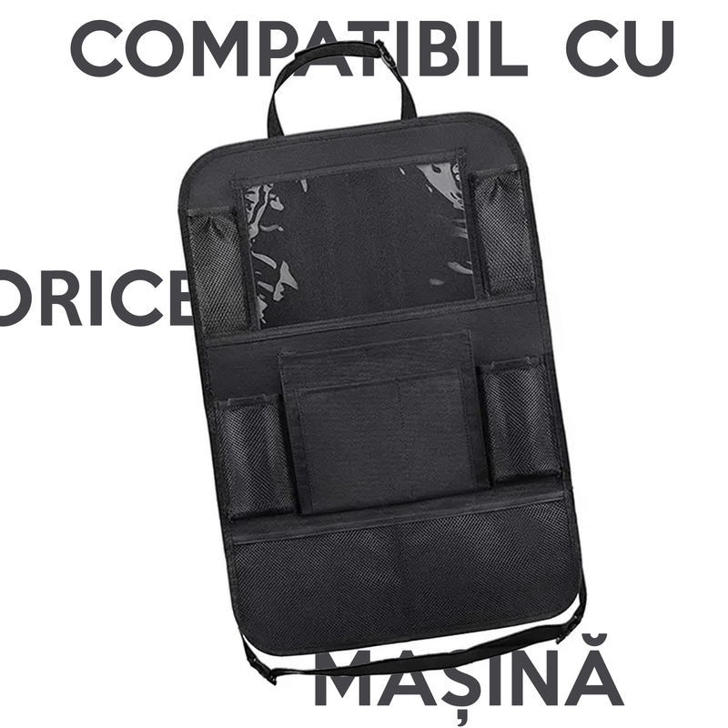 Auto si Moto - Piese auto si accesorii - Interior auto - Accesorii interior - Organizator de Montat pe Scaun Auto, Pentru Sortare Lucruri si Protejare Tapiterie, Negru - Infinity.ro