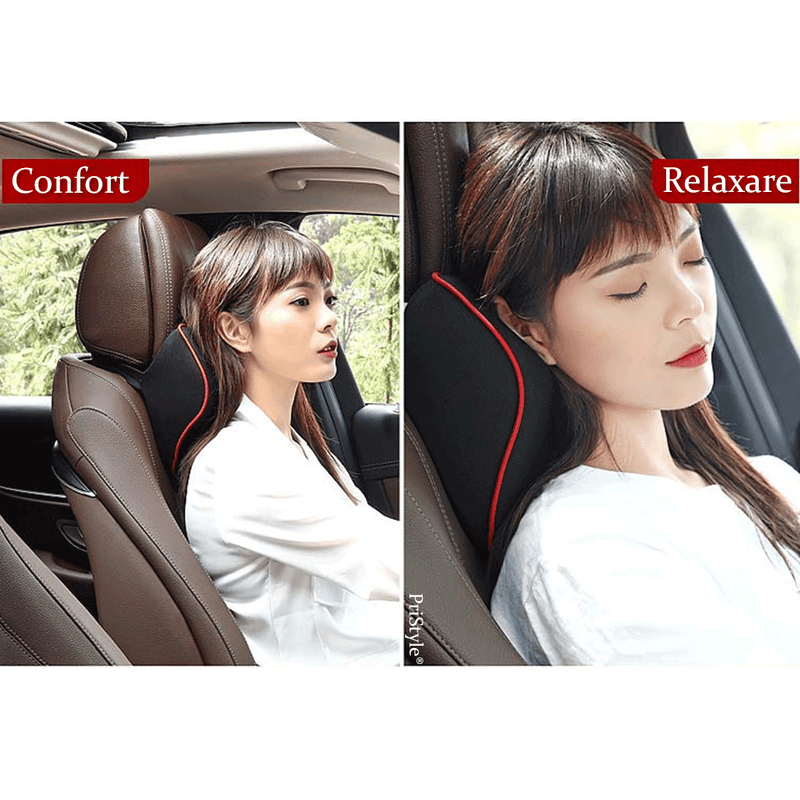 Auto si Moto - Piese auto si accesorii - Interior auto - Accesorii interior - Set 2 Perne Auto pentru Sustinerea Gatului in Timpul Condusului, din Burete cu Memorie Ortopedic, Maro - Infinity.ro