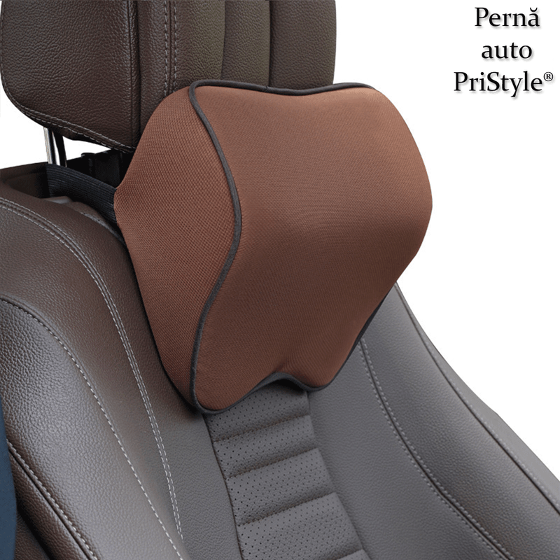 Auto si Moto - Piese auto si accesorii - Interior auto - Accesorii interior - Set 2 Perne Auto pentru Sustinerea Gatului in Timpul Condusului, din Burete cu Memorie Ortopedic, Maro - Infinity.ro