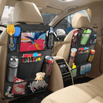 Auto si Moto - Piese auto si accesorii - Interior auto - Accesorii interior - Set 2 Organizator Lucruri Montat pe Scaun Auto, Compatibil cu Orice Masina, Suport de Tableta si Sticle Inclus, Negru - Infinity.ro