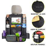 Auto si Moto - Piese auto si accesorii - Interior auto - Accesorii interior - Set 2 Organizator Lucruri Montat pe Scaun Auto, Compatibil cu Orice Masina, Suport de Tableta si Sticle Inclus, Negru - Infinity.ro