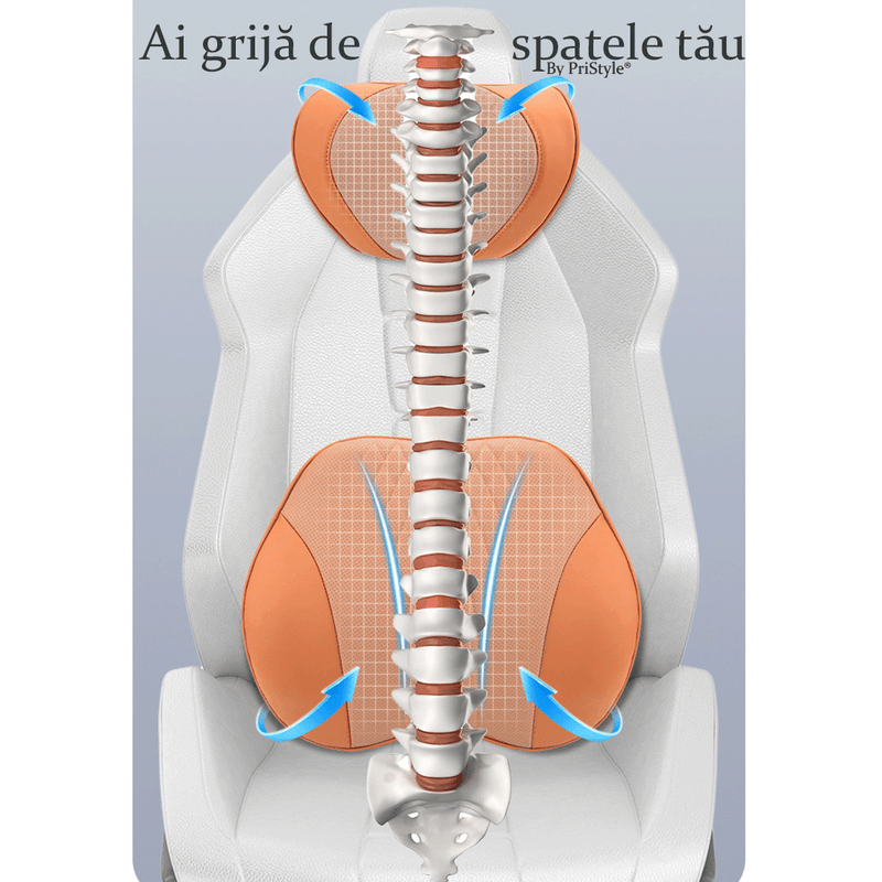 Auto si Moto - Piese auto si accesorii - Interior auto - Accesorii interior - Set 2 Perne Auto Premium pentru Scaun si Tetiera, Design Ergonomic cu Suport Lombar si Cervical, Maro - Infinity.ro