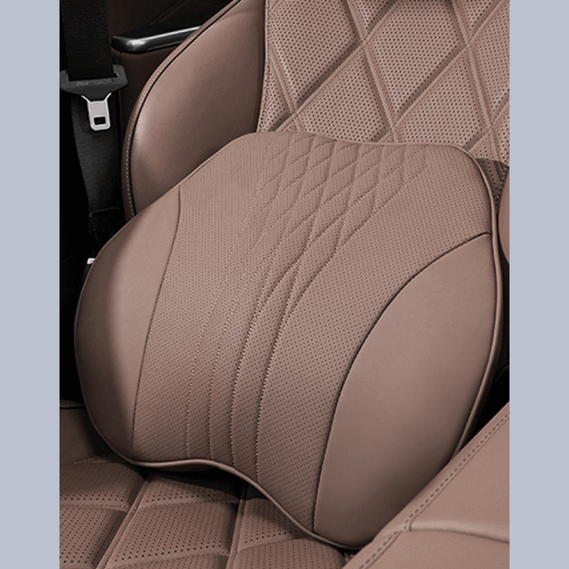 Auto si Moto - Piese auto si accesorii - Interior auto - Accesorii interior - Set 2 Perne Auto Premium pentru Scaun si Tetiera, Design Ergonomic cu Suport Lombar si Cervical, Maro - Infinity.ro
