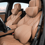 Auto si Moto - Piese auto si accesorii - Interior auto - Accesorii interior - Set 2 Perne Auto Premium pentru Scaun si Tetiera, Design Ergonomic cu Suport Lombar si Cervical, Maro - Infinity.ro