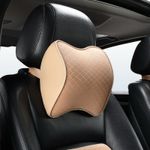 Auto si Moto - Piese auto si accesorii - Interior auto - Accesorii interior - Set 2 Perne Auto Ergonomice pentru Tetiera si Spate, Suport Lombar si Cervical, Bej, 40x33x8, 21x26x13 cm - Infinity.ro