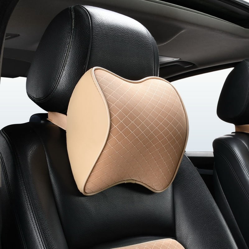 Auto si Moto - Piese auto si accesorii - Interior auto - Accesorii interior - Set 2 Perne Auto Ergonomice pentru Tetiera si Spate, Suport Lombar si Cervical, Bej, 40x33x8, 21x26x13 cm - Infinity.ro