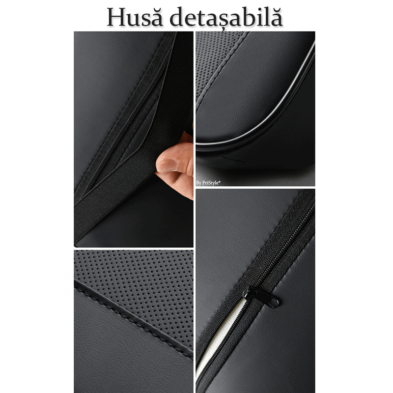 Auto si Moto - Piese auto si accesorii - Interior auto - Accesorii interior - Set 2 Perne Auto Ergonomice pentru Tetiera si Spate, Suport Lombar si Cervical, Bej, 40x33x8, 21x26x13 cm - Infinity.ro