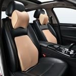 Auto si Moto - Piese auto si accesorii - Interior auto - Accesorii interior - Perna Auto Ergonomica pentru Tetiera, Suport Cervical, din Piele Ecologica, Bej, 21x26x13 cm - Infinity.ro