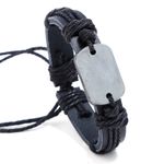 Fashion, accesorii si bijuterii - Barbati - Bijuterii barbati - Bratari barbati - Bratara Personalizata pentru Barbati, cu Tablita Metalica tip Dog Tag, din Piele Ecologica si Snur cu Lungime Reglabila - Infinity.ro