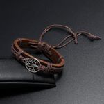 Fashion, accesorii si bijuterii - Barbati - Bijuterii barbati - Bratari barbati - Bratara Personalizata Unisex, cu Gravura Metalica Copacul Vietii, din Piele Ecologica si Snur cu Lungime Reglabila - Infinity.ro