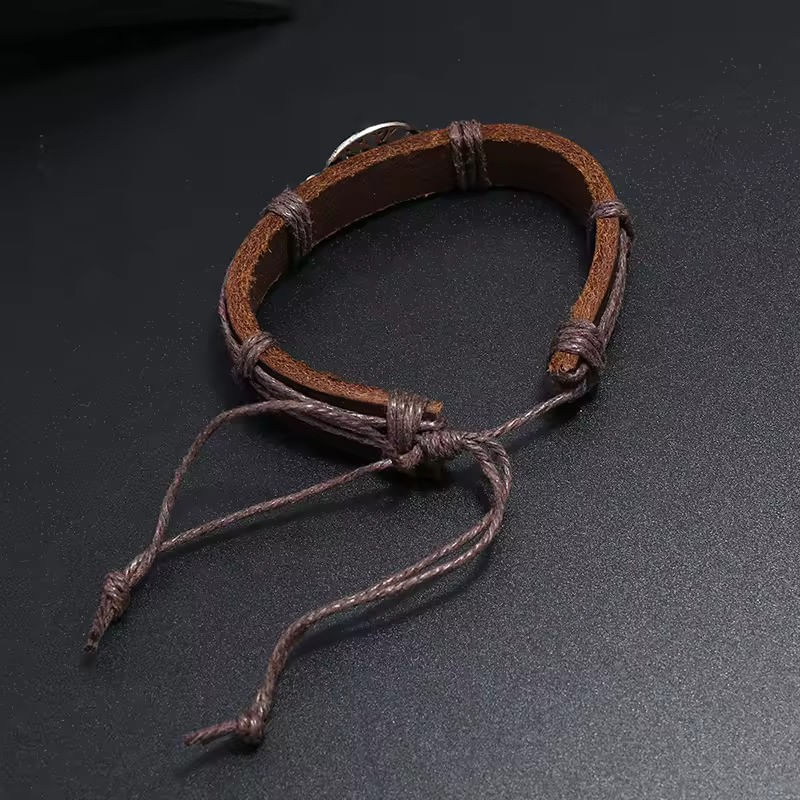 Fashion, accesorii si bijuterii - Barbati - Bijuterii barbati - Bratari barbati - Bratara Personalizata Unisex, cu Gravura Metalica Copacul Vietii, din Piele Ecologica si Snur cu Lungime Reglabila - Infinity.ro