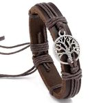 Fashion, accesorii si bijuterii - Barbati - Bijuterii barbati - Bratari barbati - Bratara Personalizata Unisex, cu Gravura Metalica Copacul Vietii, din Piele Ecologica si Snur cu Lungime Reglabila - Infinity.ro