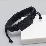Fashion, accesorii si bijuterii - Barbati - Bijuterii barbati - Bratari barbati - Bratara Personalizata cu Gravura Metalica Cap de Lup, din Piele PU si Snur cu Lungime Reglabila - Infinity.ro