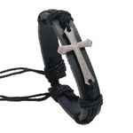 Fashion, accesorii si bijuterii - Barbati - Bijuterii barbati - Bratari barbati - Bratara Personalizata Unisex, cu Model Metalic de Cruce, din Piele Ecologica si Snur cu Lungime Reglabila - Infinity.ro