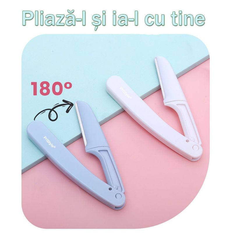 Ingrijire personala si Cosmetice - Aparate & accesorii ingrijire personala - Aparate de ras si tuns - Aparate de ras clasice - Set 3 brici pentru fata, cu Lama Ascutita pentru finisare sprancene si par facial - Infinity.ro