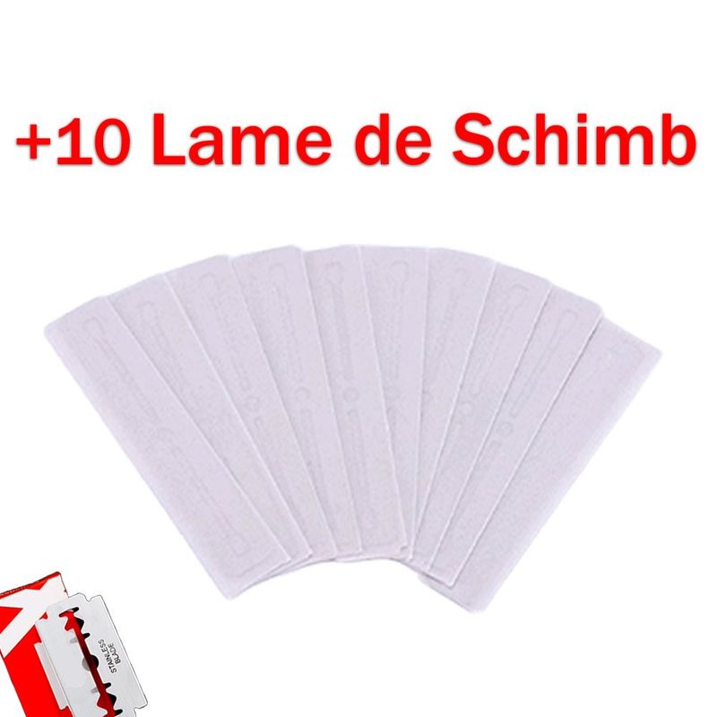 Ingrijire personala si Cosmetice - Aparate & accesorii ingrijire personala - Aparate de ras si tuns - Aparate de ras clasice - Set Aparat de Ras Clasic, Cutie de Transport si Depozitare cu Oglinda Incorporata si 10 Lame de Schimb Incluse - Infinity.ro