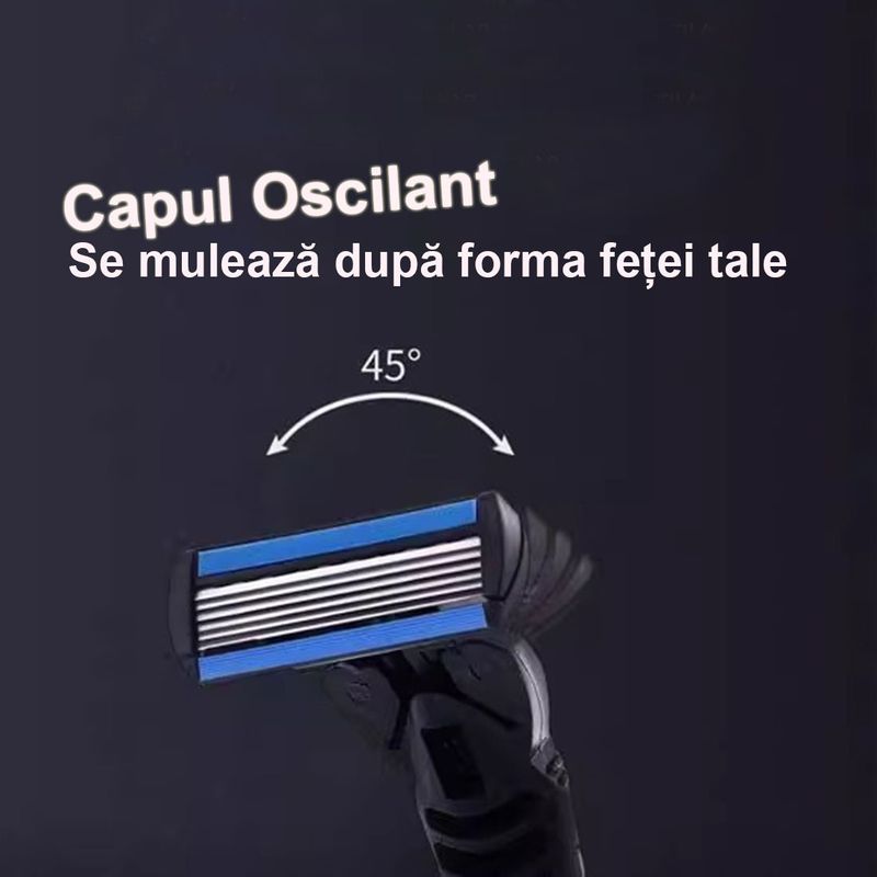 Ingrijire personala si Cosmetice - Aparate & accesorii ingrijire personala - Aparate de ras si tuns - Aparate de ras clasice - Set Aparat de Ras cu 6 Rezerve de Schimb Incluse, Cap Flexibil, 6 Lame - Infinity.ro