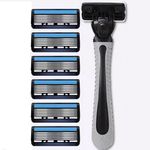 Ingrijire personala si Cosmetice - Aparate & accesorii ingrijire personala - Aparate de ras si tuns - Aparate de ras clasice - Set Aparat de Ras cu 6 Rezerve de Schimb Incluse, Cap Flexibil, 6 Lame - Infinity.ro