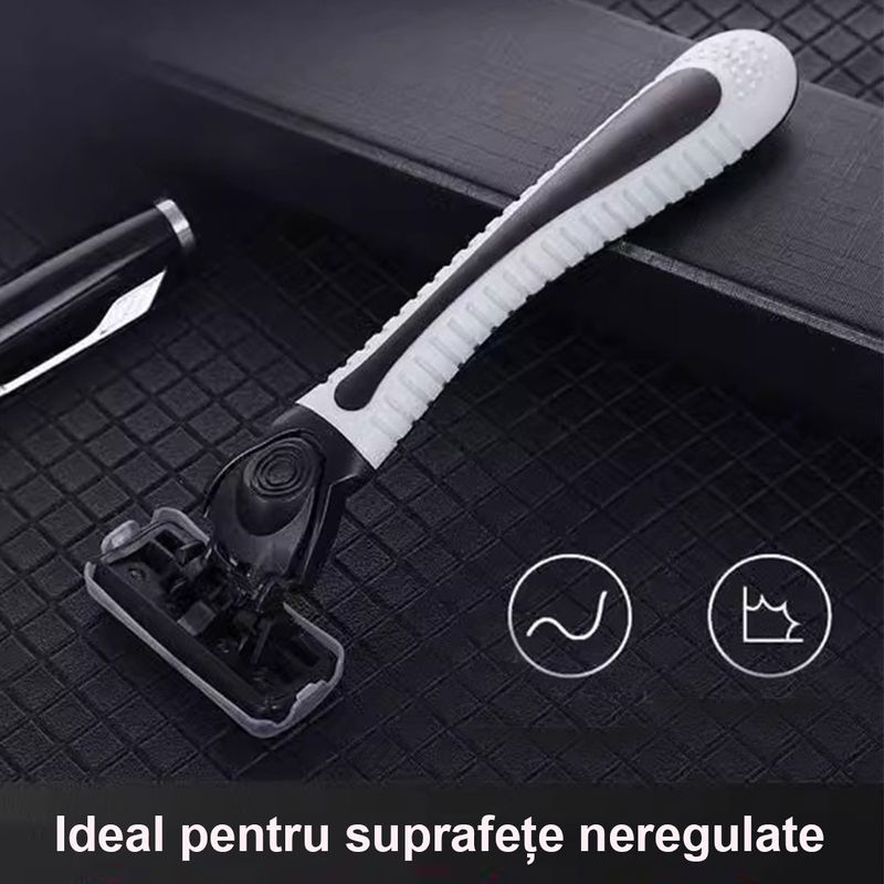 Ingrijire personala si Cosmetice - Aparate & accesorii ingrijire personala - Aparate de ras si tuns - Aparate de ras clasice - Set Aparat de Ras cu 6 Rezerve de Schimb Incluse, Cap Flexibil, 6 Lame - Infinity.ro