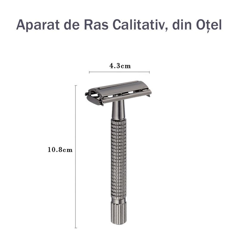 Ingrijire personala si Cosmetice - Aparate & accesorii ingrijire personala - Aparate de ras si tuns - Aparate de ras clasice - Aparat de Ras Clasic Universal, cu o Cutie de Transport si Depozitare Inclusa, Otel Inoxidabil - Infinity.ro
