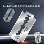 Ingrijire personala si Cosmetice - Aparate & accesorii ingrijire personala - Aparate de ras si tuns - Aparate de ras clasice - Set de Ras Ultra din 5 Piese compus din Aparat de Ras Clasic Metalic, 50 Lame de Schimb Incluse - Infinity.ro