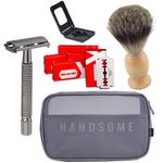 Ingrijire personala si Cosmetice - Aparate & accesorii ingrijire personala - Aparate de ras si tuns - Aparate de ras clasice - Set de Ras Ultra din 5 Piese compus din Aparat de Ras Clasic Metalic, 50 Lame de Schimb Incluse - Infinity.ro