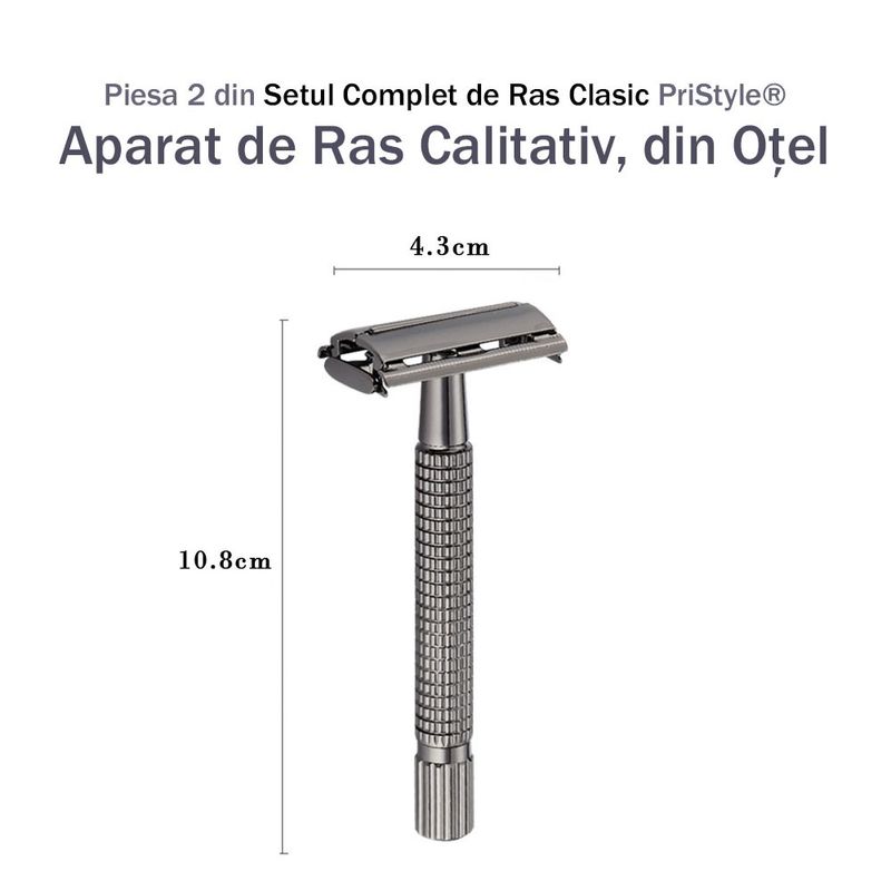 Ingrijire personala si Cosmetice - Aparate & accesorii ingrijire personala - Aparate de ras si tuns - Aparate de ras clasice - Set de Ras Ultra din 6 Piese compus din Aparat de Ras Metalic, 50 Lame de Schimb Incluse - Infinity.ro