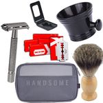 Ingrijire personala si Cosmetice - Aparate & accesorii ingrijire personala - Aparate de ras si tuns - Aparate de ras clasice - Set de Ras Ultra din 6 Piese compus din Aparat de Ras Metalic, 50 Lame de Schimb Incluse - Infinity.ro