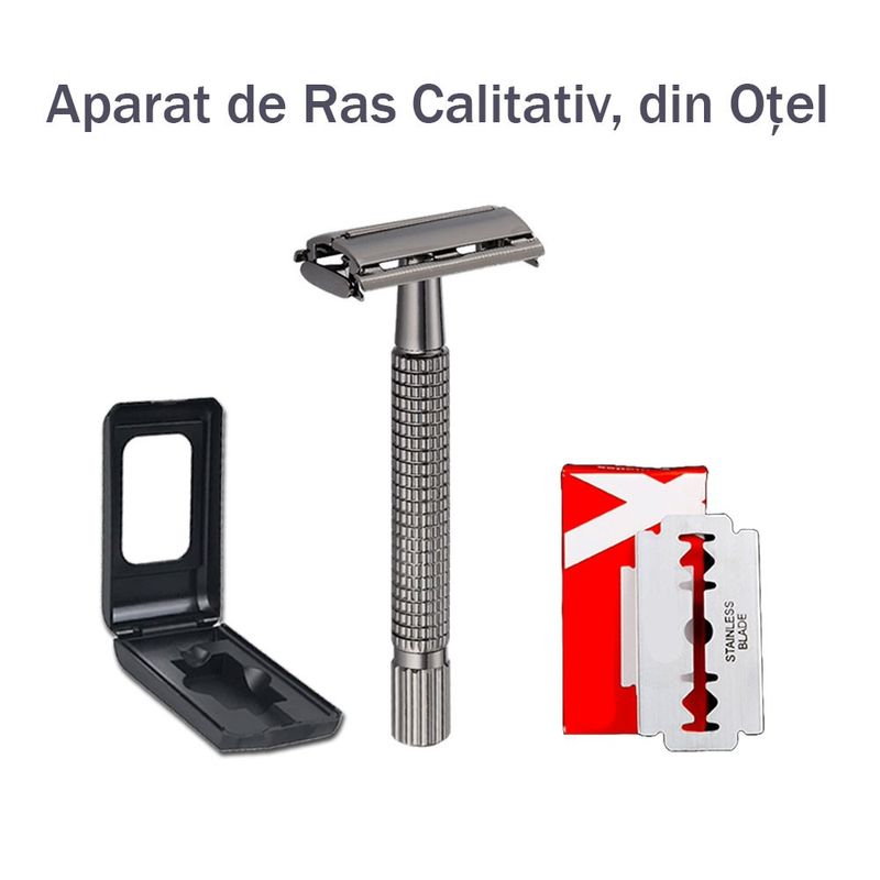 Ingrijire personala si Cosmetice - Aparate & accesorii ingrijire personala - Aparate de ras si tuns - Aparate de ras clasice - Set Aparat de Ras Clasic, Cutie de Transport si Depozitare - Infinity.ro