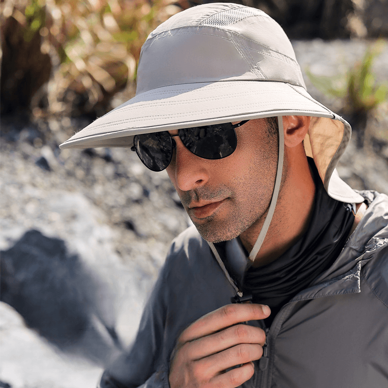 Fashion, accesorii si bijuterii - Barbati - Accesorii barbati - Caciuli si sepci barbati - Palarie de soare Respirabila si Racoroasa, pentru Camping si Drumetie in Natura, Crem, Bej - Infinity.ro