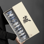 Casa si Gradina - Bucatarie si vesela - Cani si pahare - Cani si cesti - Set 10 Cesti Ceramice Premium Stil Asiatic, Modele Albastre Traditionale - Infinity.ro