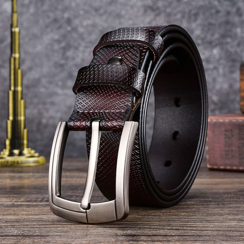 Fashion, accesorii si bijuterii - Barbati - Accesorii barbati - Curele barbati - Set 2 Curele Premium pentru Barbati din Piele de Calitate Superioara si Catarama de Otel, Negru si Maro Texturat, 120cm - Infinity.ro