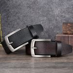 Fashion, accesorii si bijuterii - Barbati - Accesorii barbati - Curele barbati - Set 2 Curele Premium pentru Barbati din Piele de Calitate Superioara si Catarama de Otel, Negru si Maro Texturat, 120cm - Infinity.ro