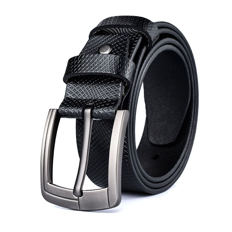 Fashion, accesorii si bijuterii - Barbati - Accesorii barbati - Curele barbati - Set 2 Curele Premium pentru Barbati din Piele de Calitate Superioara si Catarama de Otel, Negru si Maro Texturat, 120cm - Infinity.ro