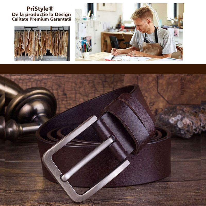 Fashion, accesorii si bijuterii - Barbati - Accesorii barbati - Curele barbati - Set 2 Curele Premium pentru Barbati din Piele de Calitate Superioara si Catarama de Otel, Negru si Maro, 120cm - Infinity.ro
