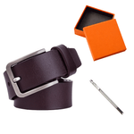 Fashion, accesorii si bijuterii - Barbati - Accesorii barbati - Curele barbati - Set Curea Premium din Piele Naturala pentru Barbati, Catarama Metalica Moderna, Maro, 120 cm - Infinity.ro