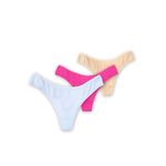 Fashion, accesorii si bijuterii - Femei - Lenjerie si pijamale femei - Lenjerie intima femei - Set 3 chiloti lenjerie intima pentru dama tip tanga, Multifloral in 3 culori, din Bumbac 100%, Crem, Alb, Roz, XS - Infinity.ro