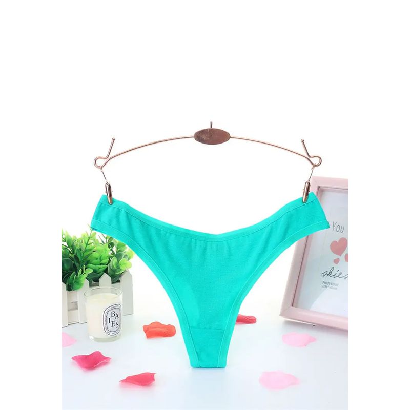 Fashion, accesorii si bijuterii - Femei - Lenjerie si pijamale femei - Lenjerie intima femei - Set 3 Chiloti lenjerie intima Dama tip Tanga, Multicolor 3 Culori, Bumbac 100%, Albastru, Turcoaz, Negru, XS - Infinity.ro