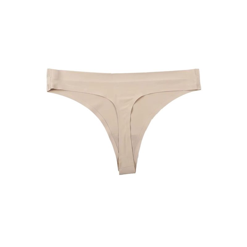 Fashion, accesorii si bijuterii - Femei - Lenjerie si pijamale femei - Lenjerie intima femei - Chiloti de dama Premium tip Tanga, Satinati, Respirabili si Sexy, Fara Cusatura, Crem/Bej, marimea S, PriStyle® - Infinity.ro