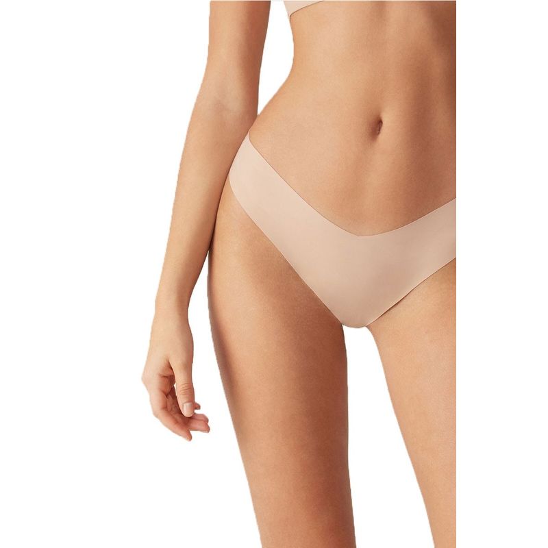 Fashion, accesorii si bijuterii - Femei - Lenjerie si pijamale femei - Lenjerie intima femei - Chiloti de dama Premium tip Tanga, Satinati, Respirabili si Sexy, Fara Cusatura, Crem/Bej, marimea S, PriStyle® - Infinity.ro