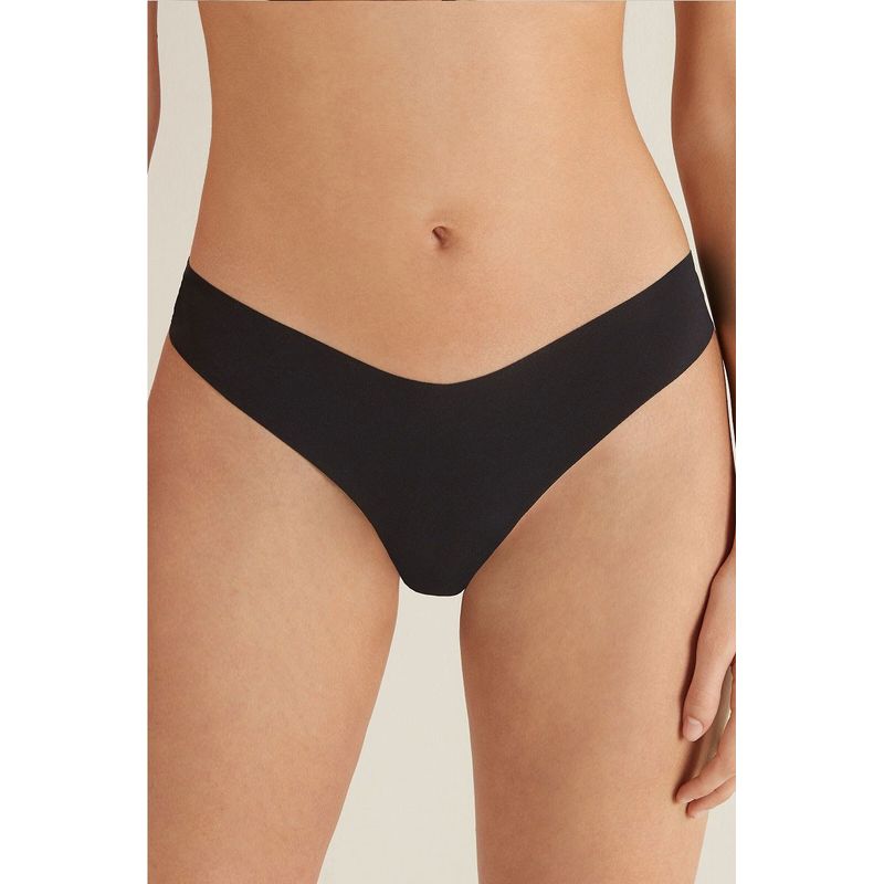 Fashion, accesorii si bijuterii - Femei - Lenjerie si pijamale femei - Lenjerie intima femei - Chiloti de dama Premium tip Tanga, Satinati, Respirabili si Sexy, Fara Cusatura, Negru, marimea S, PriStyle® - Infinity.ro