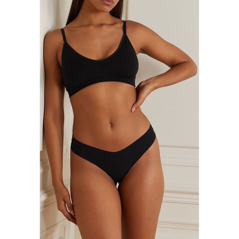 Fashion, accesorii si bijuterii - Femei - Lenjerie si pijamale femei - Lenjerie intima femei - Chiloti de dama Premium tip Tanga, Satinati, Respirabili si Sexy, Fara Cusatura, Negru, marimea S, PriStyle® - Infinity.ro