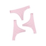 Fashion, accesorii si bijuterii - Femei - Lenjerie si pijamale femei - Lenjerie intima femei - Set 3 Chiloti de dama Premium tip Tanga, Satinati, Respirabili si Sexy, Fara Cusatura, Roz, marimea M, PriStyle® - Infinity.ro