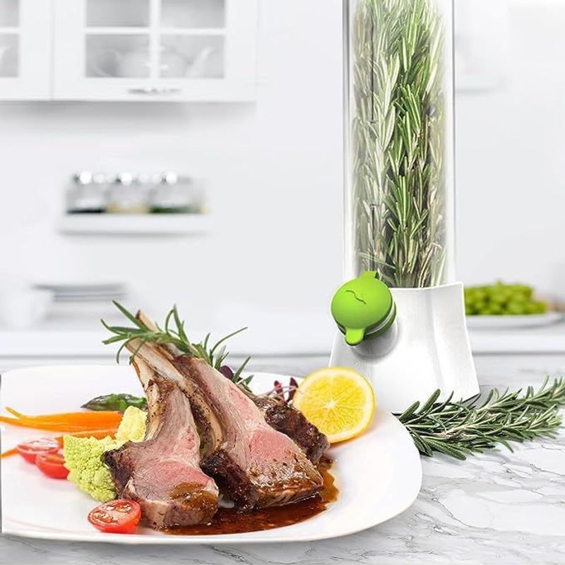Casa si Gradina - Bucatarie si vesela - Organizare si depozitare bucatarie - Cutii alimentare - Suport pentru Pastrarea Plantelor Proaspete la Frigider cu Capac Transparent, Verde, 27x13 cm - Infinity.ro