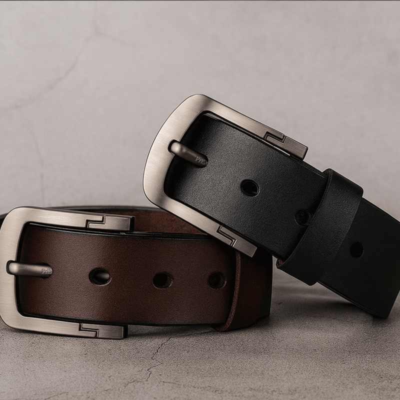 Fashion, accesorii si bijuterii - Barbati - Accesorii barbati - Curele barbati - Set 2 Curele Barbati, Piele Naturala Premium, Catarama Metalica Rezistenta cu, Negru si Maro, 120 cm - Infinity.ro