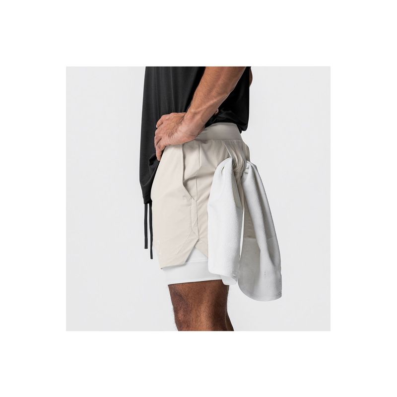 Sport si Outdoor - Echipament Sportiv - Imbracaminte sport - Pantaloni scurti sport - Pantaloni Scurti in Doua Straturi, Elastici si Respirabili, Alb, M - Infinity.ro