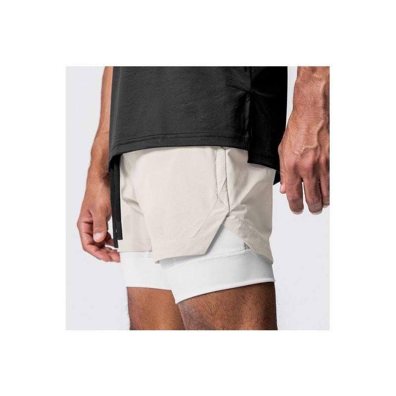 Sport si Outdoor - Echipament Sportiv - Imbracaminte sport - Pantaloni scurti sport - Pantaloni Scurti in Doua Straturi, Elastici si Respirabili, Alb, M - Infinity.ro