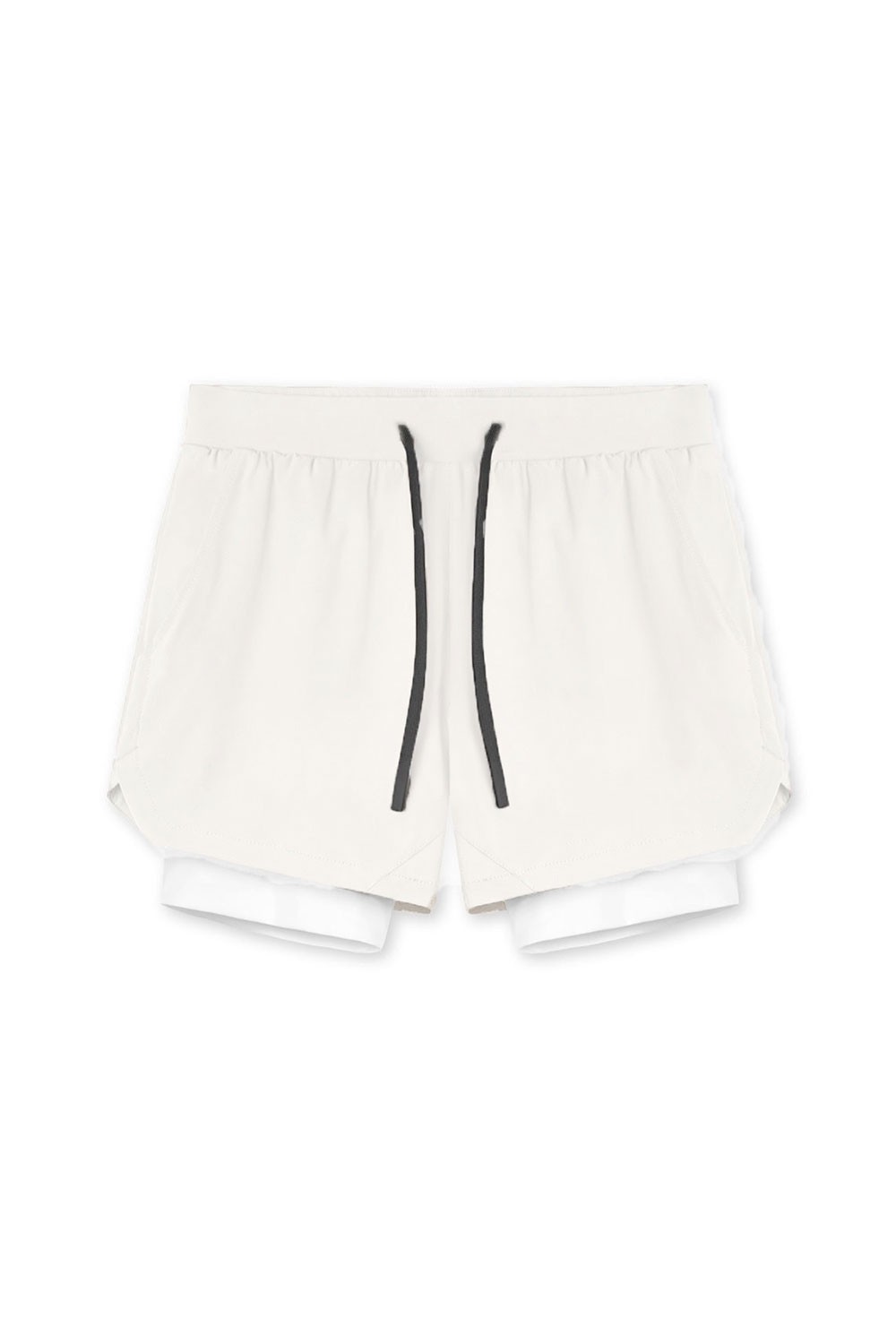 Pantaloni Scurti in Doua Straturi, Elastici si Respirabili, Alb