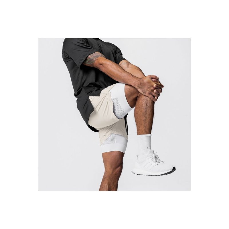 Sport si Outdoor - Echipament Sportiv - Imbracaminte sport - Pantaloni scurti sport - Pantaloni Scurti in Doua Straturi, Elastici si Respirabili, Alb, M - Infinity.ro